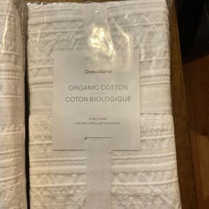 Set of 4 White Organic Cotton Euro Shams - Crate & Barrel